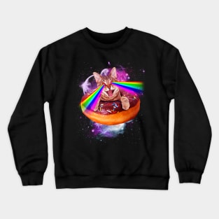 Space Cat Donut Shooting Rainbow Crewneck Sweatshirt